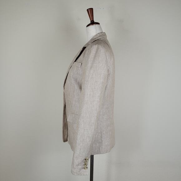 J. Crew Blazer Jacket Women 4 Linen Tan Beige Brown Regent Work Office B8430 NEW - Picture 5 of 10
